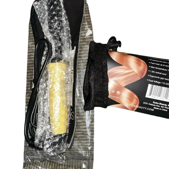 Sutra Beauty Mini Ceramic Curling Iron Cool Tip Compact Pastel Yellow 19mm 0.75" - Picture 2 of 3